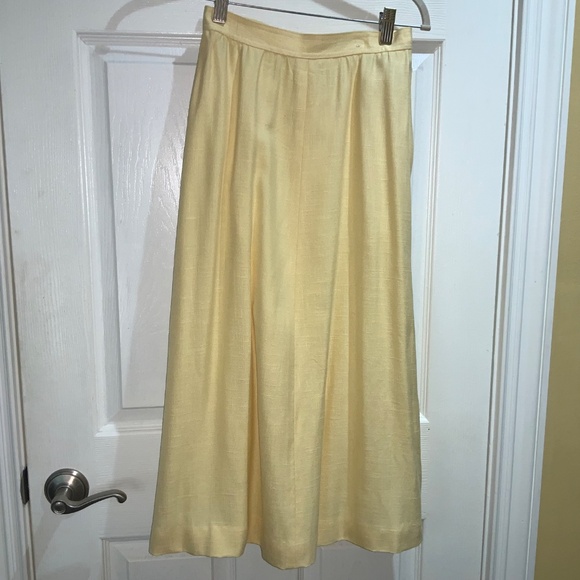 Barry Bricken vintage pleated yellow midi skirt Sz 4 lined pockets side close - Picture 4 of 8